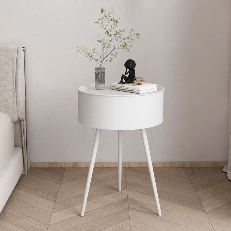 Simple New Iron Cream Style Bedside Table Modern Creative Round Alternative Bedroom Children's Small Bedside Storage Cabinet