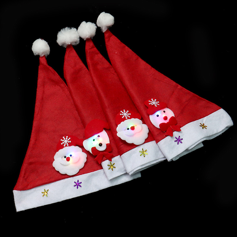 Luminous Christmas hat Christmas gift adult children led flash Santa Claus decorations factory wholesale