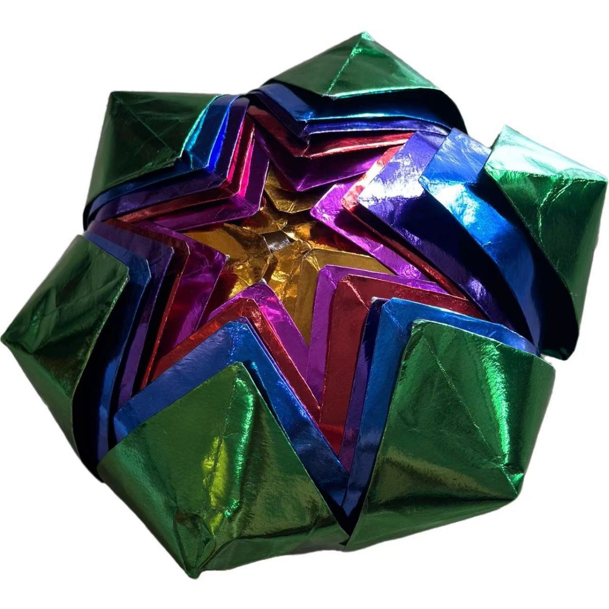 Colorful Nine-Petal Lotus Buddhist Funeral Seven-Color Paper Golden Lotus Burning Paper Supplies Colorful Bright Gold Handmade