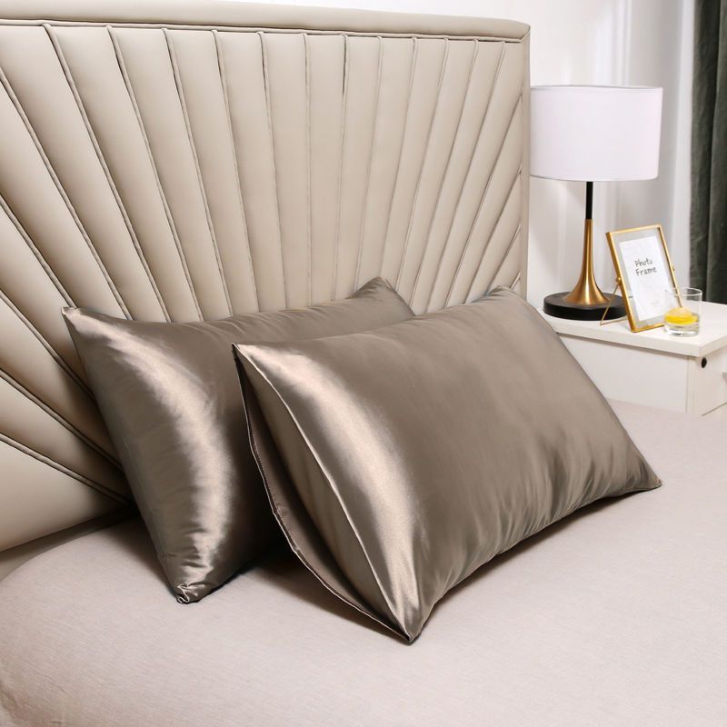 Amazon Home Cross-Border Wish Aliexpress Shopee Glossy Simulated Silk Satin Pure Color Single Pillowcase Manufacturer
