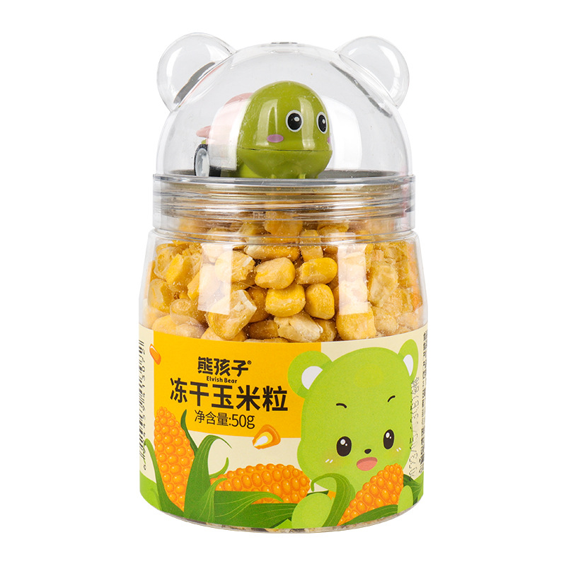 Bear kid freeze-dried corn grains 50g shelf life 10 months free small toys vegetables crisp fruits and vegetables instant corn grains