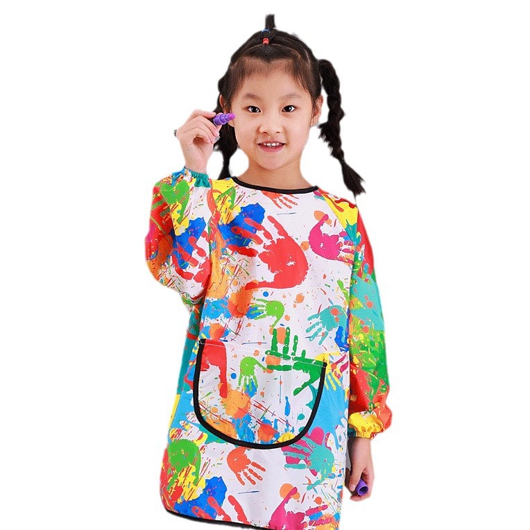 Children's Painting Waterproof Long Sleeve Overalls Kindergarten Art Painting Anti-Dressing Baby Dinner Bib Women's Treasure Apron