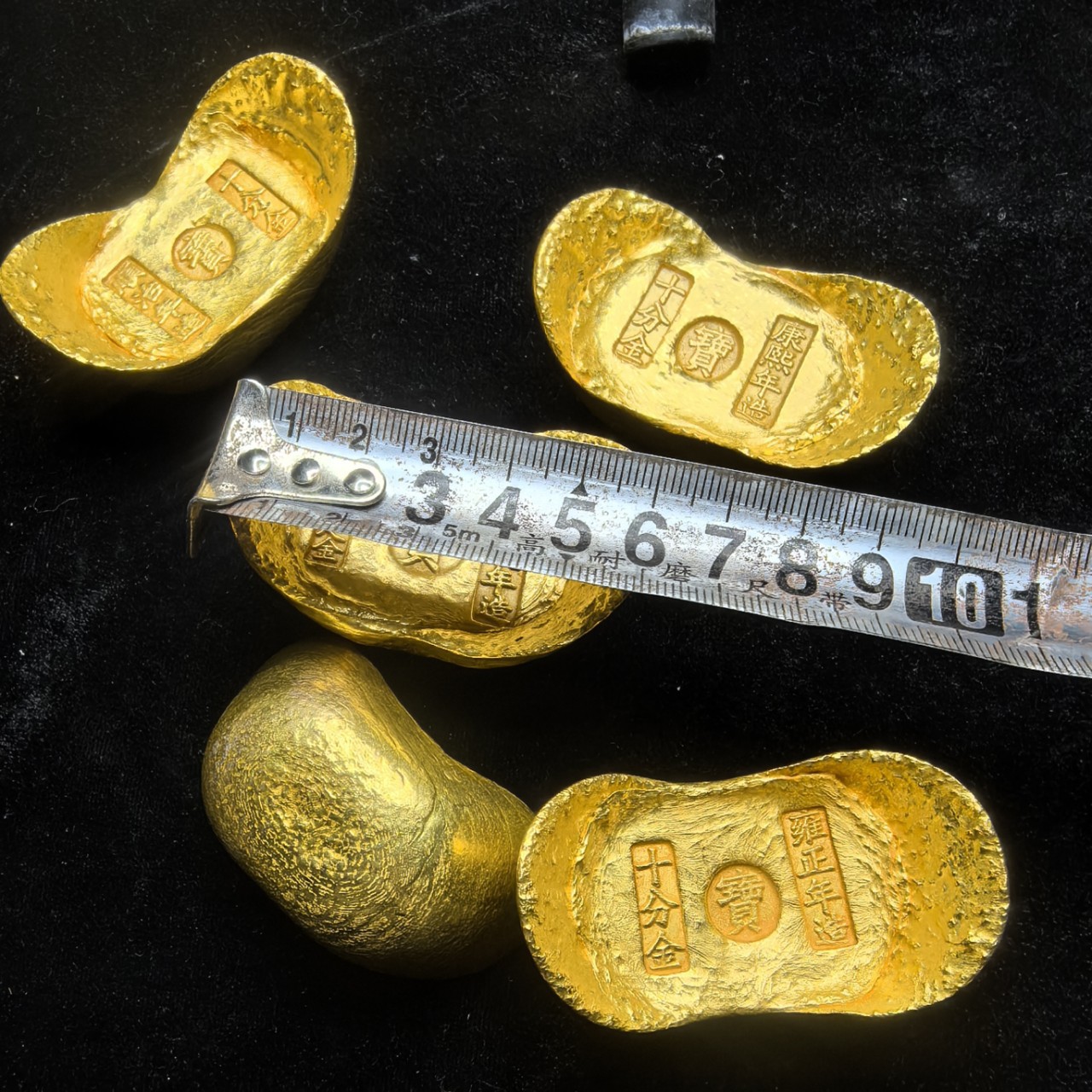 Antique Coin Imitation Antique Pure Copper Qing Dynasty Gilt Five Emperors Treasure Gold Ingot Gold Bar Ingot One Piece