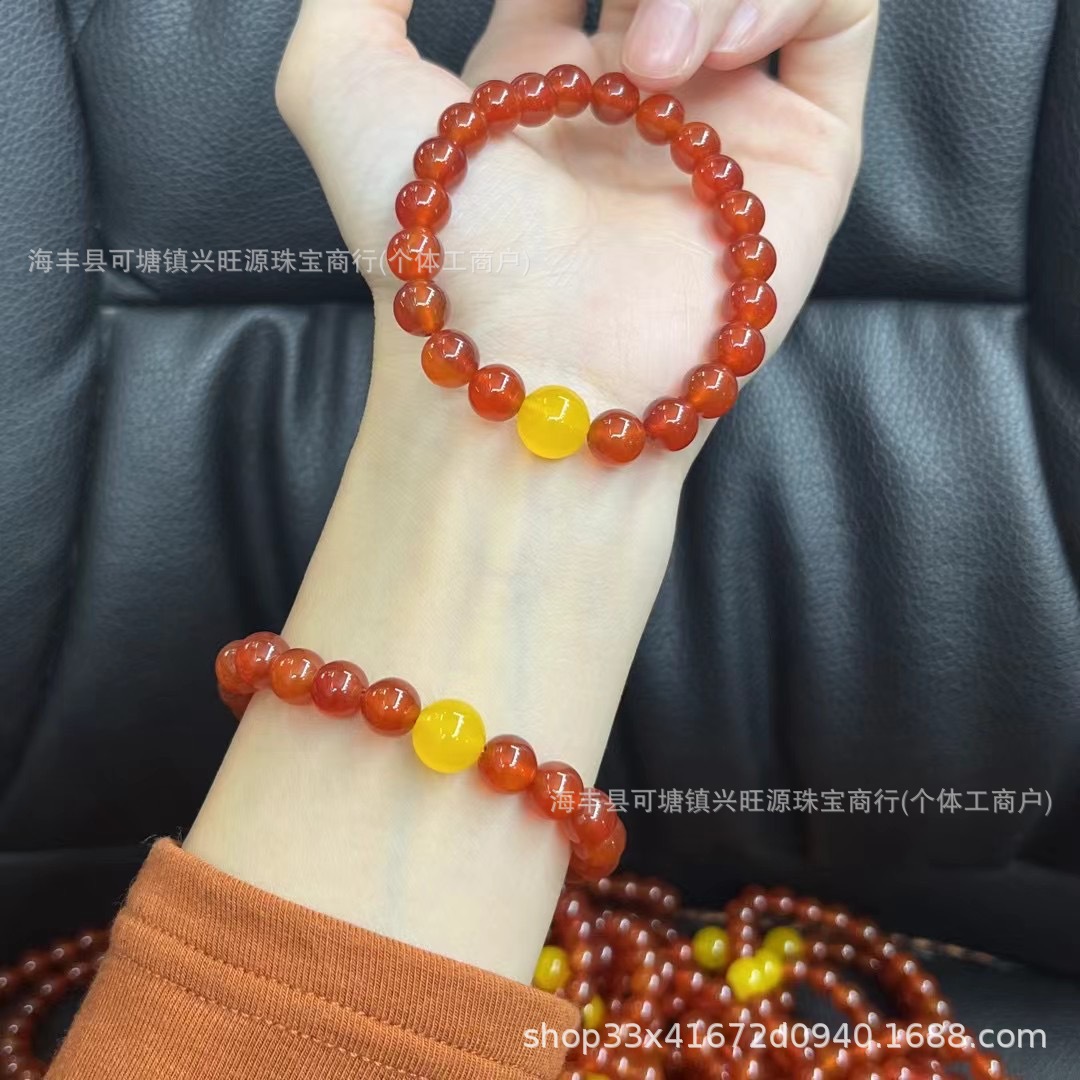 Натуральный красный агат, южный красный браслет с желтым агатом, летний модный оригинальный дизайн, онлайн-благосостояние