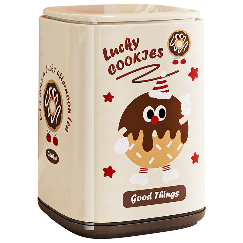 2025 New Wheeled Trash Can Cartoon High-Looking Home Living Room Bedroom Double-Layer Press Storage Bucket with Lid