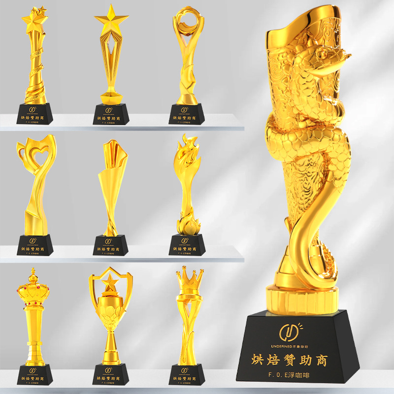 Crystal Trophy Customized Creative Resin Gold-Plated Thumb Five-Pointed Star Trophy Engraved Competition Company Annual Meeting Awards