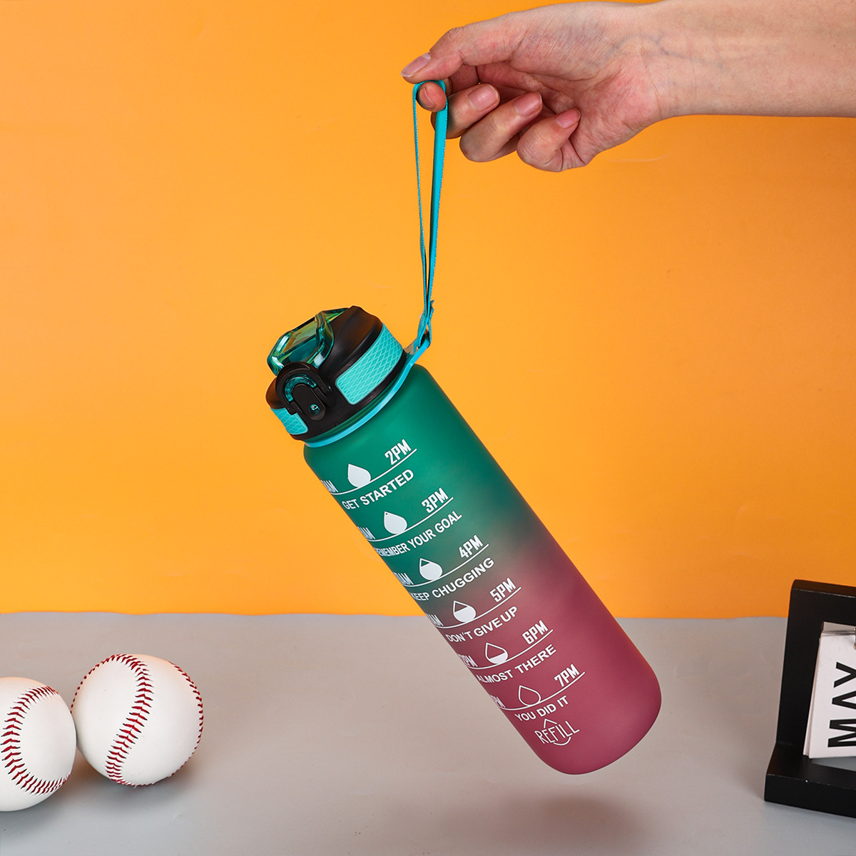 1000ml Pop-Up Lid, Straw Cup, Space Cup, 1L Sports Water Bottle, Hand-Painted Color Logo