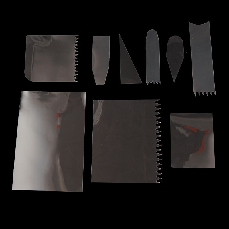 9-piece set of transparent plastic soft scraper cake cream smoothing scraper toothed scraper cake decorating baking tools