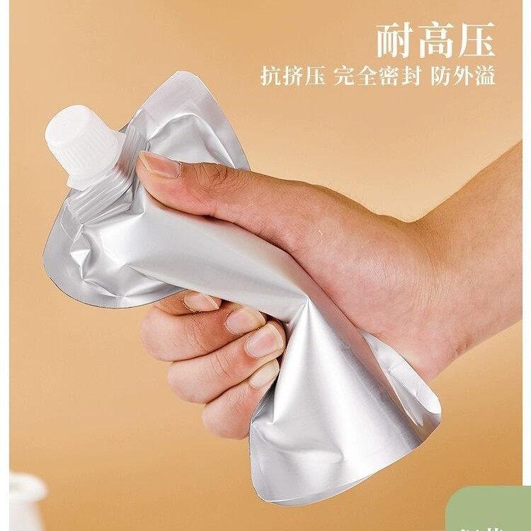 in stock Thickened Pure Aluminum Foil Suction Mouth Bag Insulation Liquid Packing Bag Sealed Self-standing Packing Ramen Soup Water Bag Sauce Bag