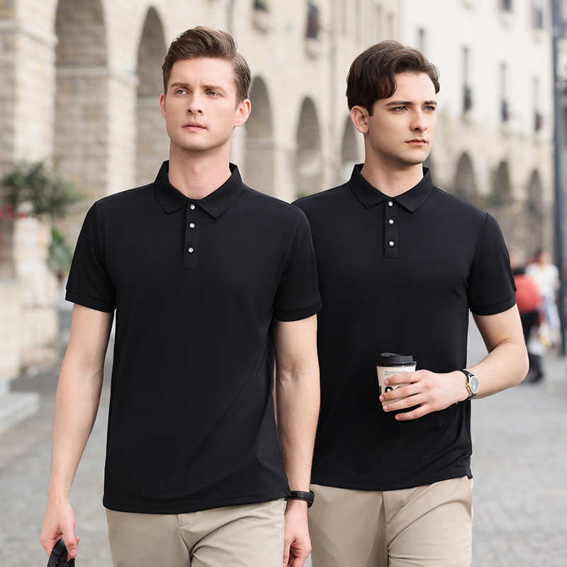 Summer Short-Sleeved Ice Silk Polo Shirt with Printed Logo Lapel Workwear Group Workwear T-Shirt Advertising Shirt with Printed Wholesale