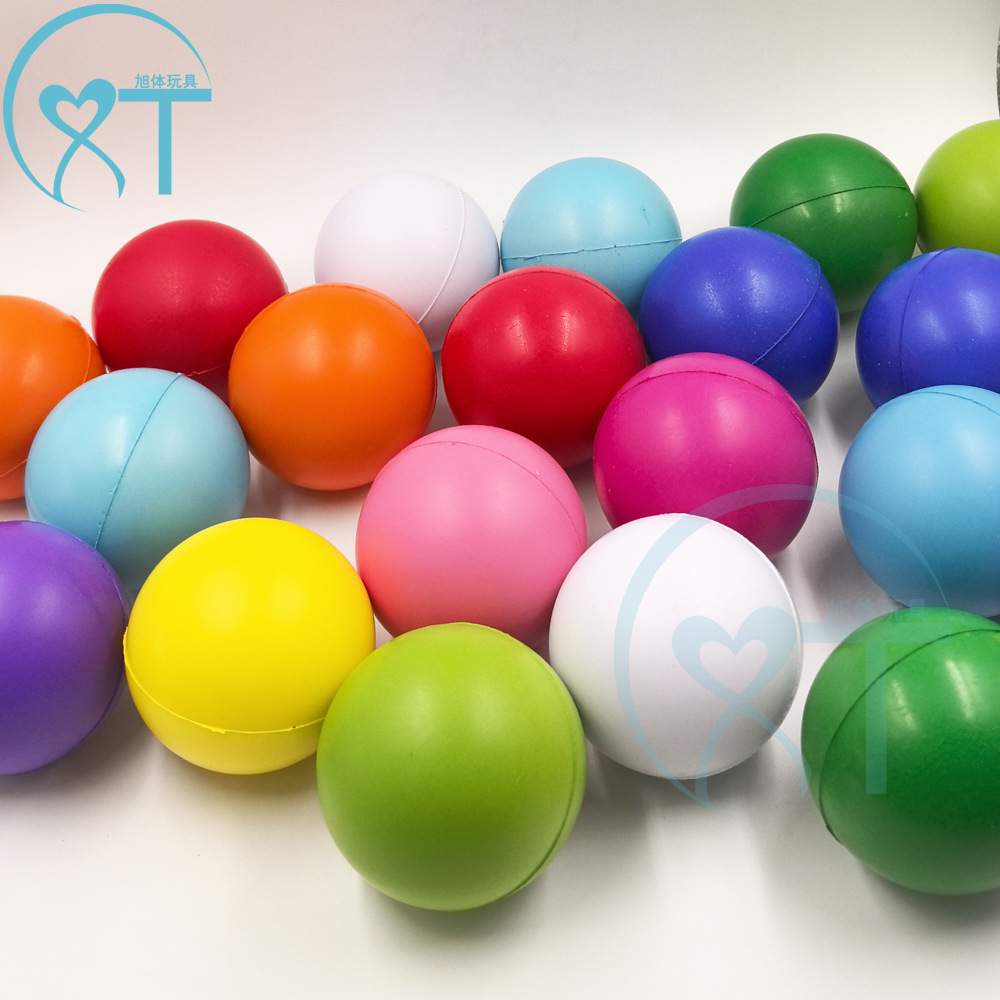 Cross-border hot selling pu Foam small solid color glossy ball logo printed 4cm paint pressure ball children's toys