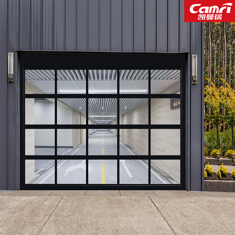 Aluminum Alloy Tempered Glass Flap Garage Door Car 4S Shop Perspective Lifting Door House Garage Electric Sliding Door