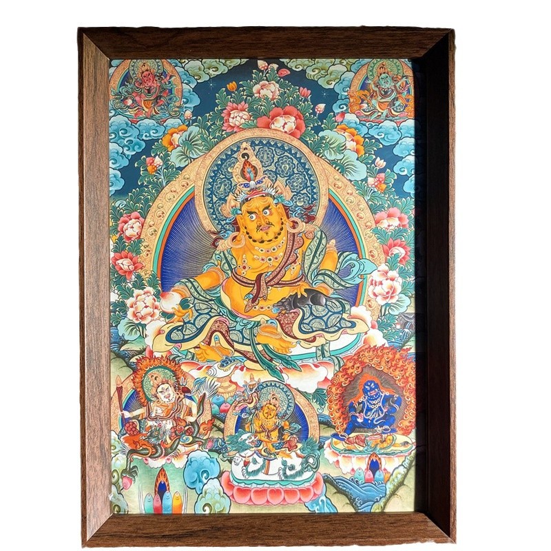 Thangka Yellow God of Wealth Big Black Day Buddha Hanging Painting Desktop Table Guanyin Bodhisattva Rich and Lucky Entrance Decorative Painting