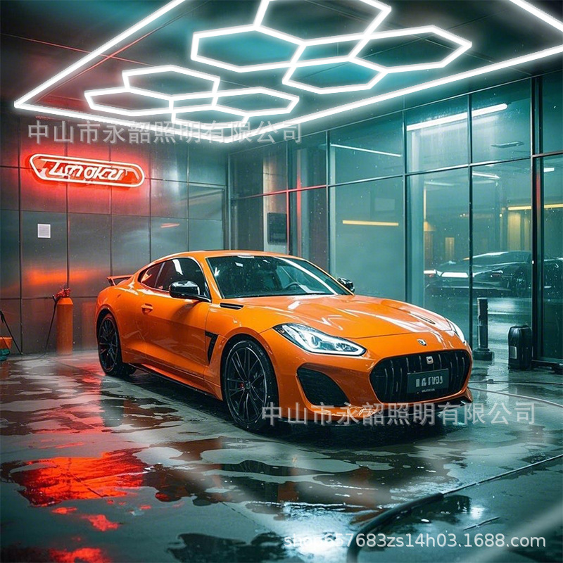 Кросс-бодерная светодиодная лампа в виде сот, шестигранная, для мойки автомобилей, автосервиса, фитнеса