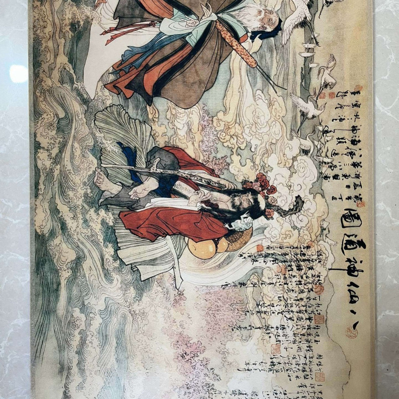 Antique Celebrity Calligraphy and Painting Ding Yunpeng Eight Immortals Scroll Scroll Living Room Decorative Painting Chinese Painting Collection Hanging Painting