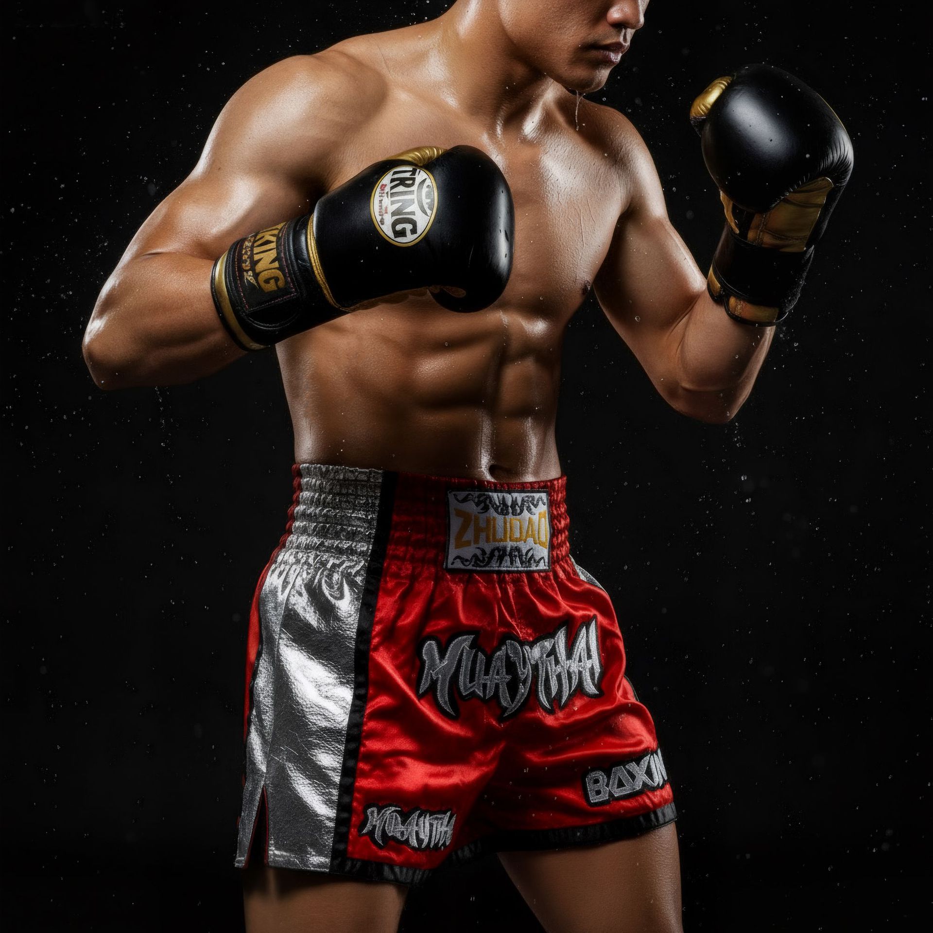 New Muay Thai Shorts Boxing Pants Side Splicing Leather Craft Sanda Training Summer Training Shorts