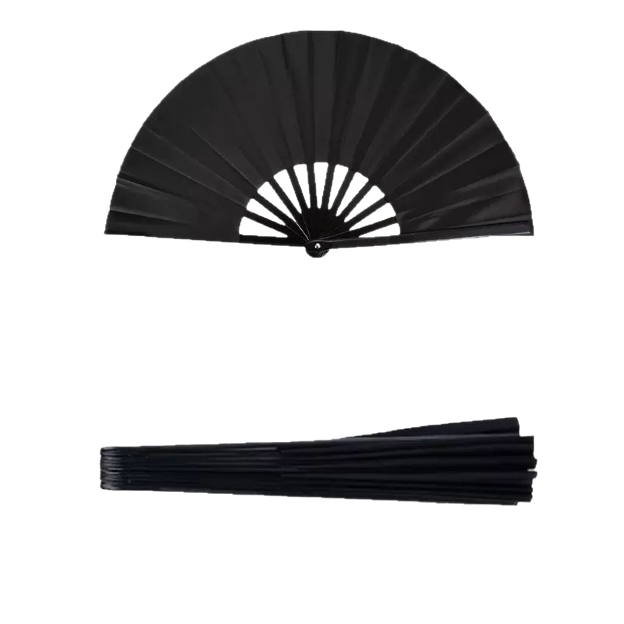 33.3cm All Black 33cm Plastic Kung Fu Fan Amazon Best-Selling Ringing Fan Martial Arts Fan Can Add Logo and Can Be Equipped with Fan Bag