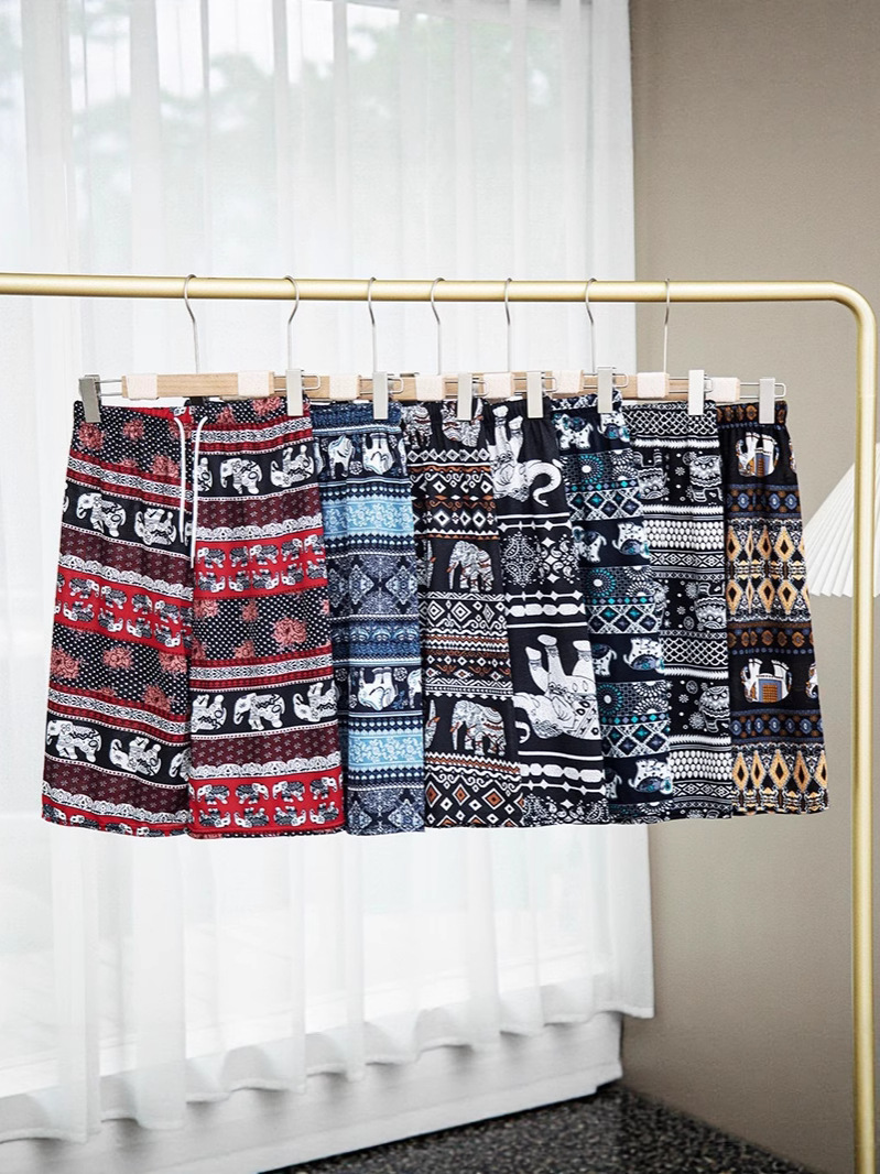 Шорты тайские слоновьи, этнический стиль для женщин, свободные широкие пляжные шорты