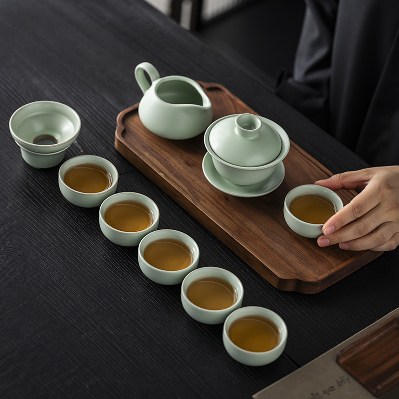 Ru kiln tea set suit home office teapot 4S shop gift company annual meeting business gift accompanying gift logo