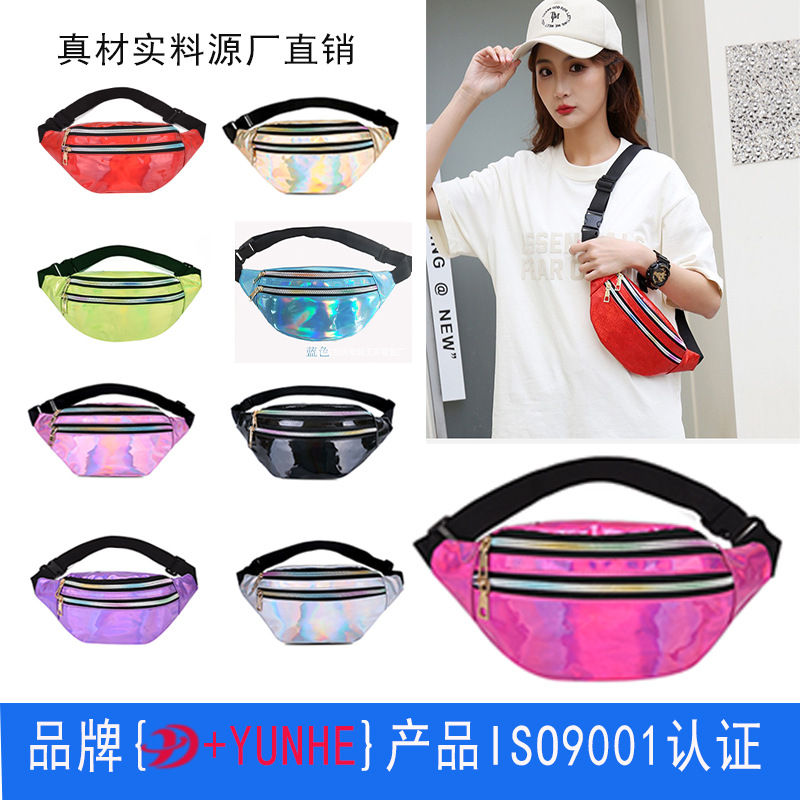 Новая женская поясная сумка с лазерным эффектом, многофункциональная сумка из PU, сумка через плечо с цветным дизайном, оптовая продажа