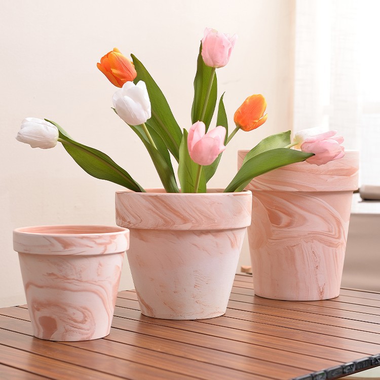 Кашпо из красной глины, дышащее, скандинавский стиль