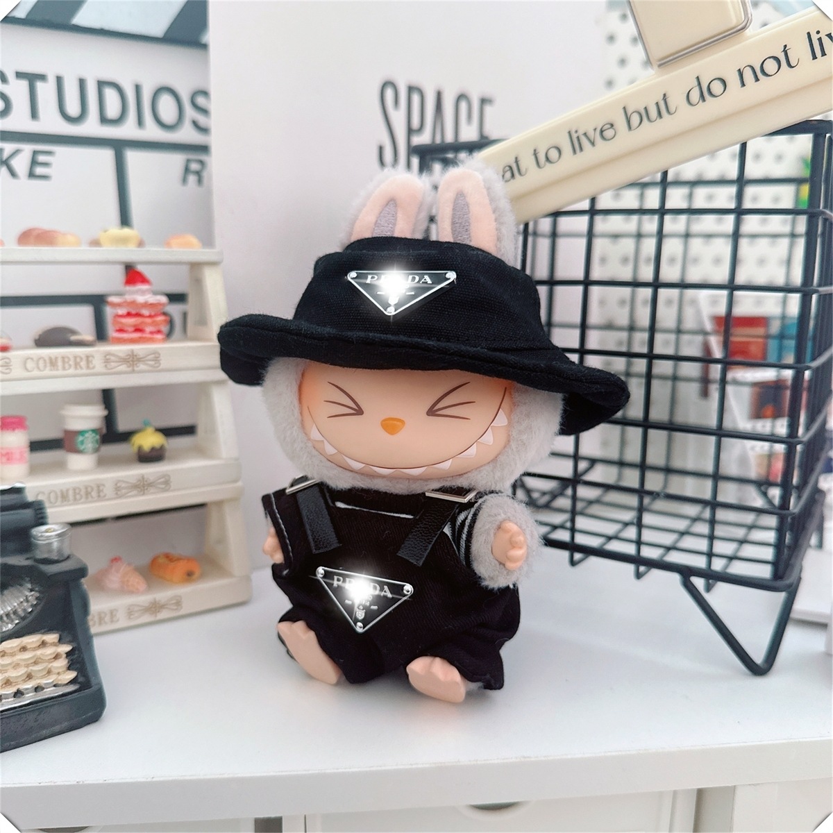 First and Second Generation Labubu Baby Clothes 17cm Labubu Sitting Party Labubu Clothes Accessories Inverted Triangle Overalls