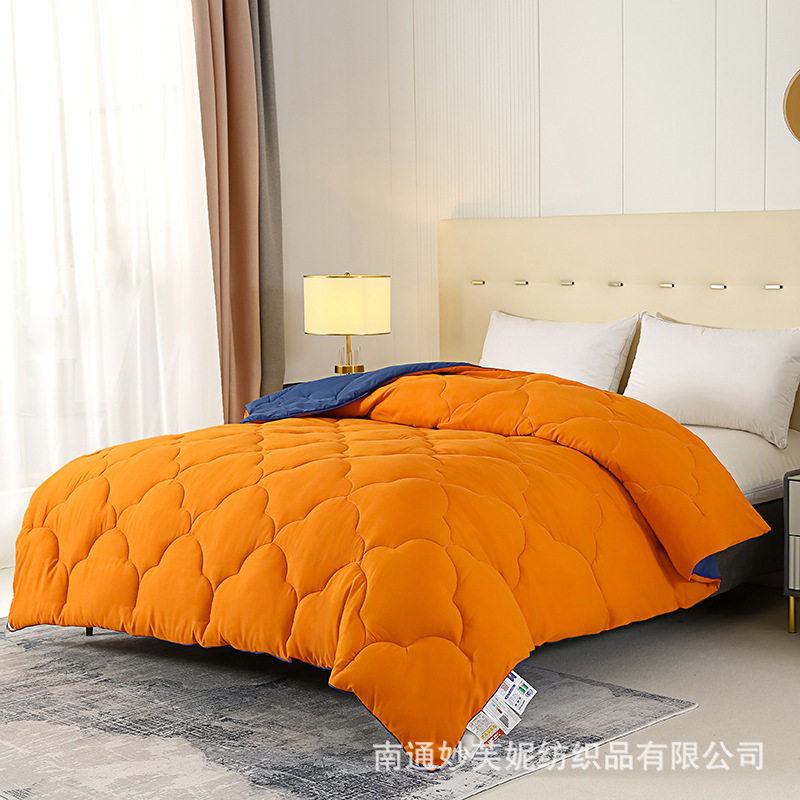 Solid color double-spell feather velvet quilt three-dimensional hemming cloud quilt student homestay thickened autumn and winter gift quilt core wholesale