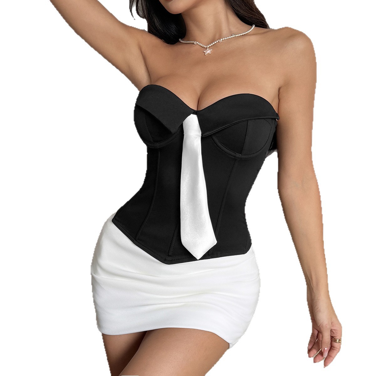 Cross-border independent station ins street shooting European and American style hot girl chest-wrapped tie pure want to wrap chest solid color small vest female 70273