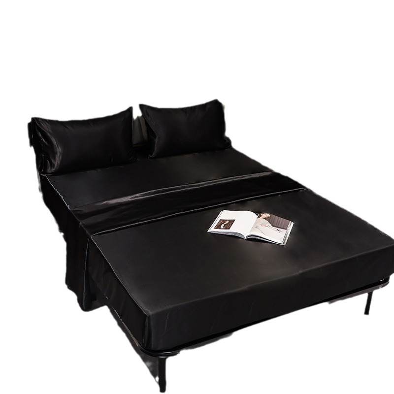 Bedding super soft bright satin pillowcase bed sheet hat one-piece four-piece set Europe and America Amazon cross-border wholesale