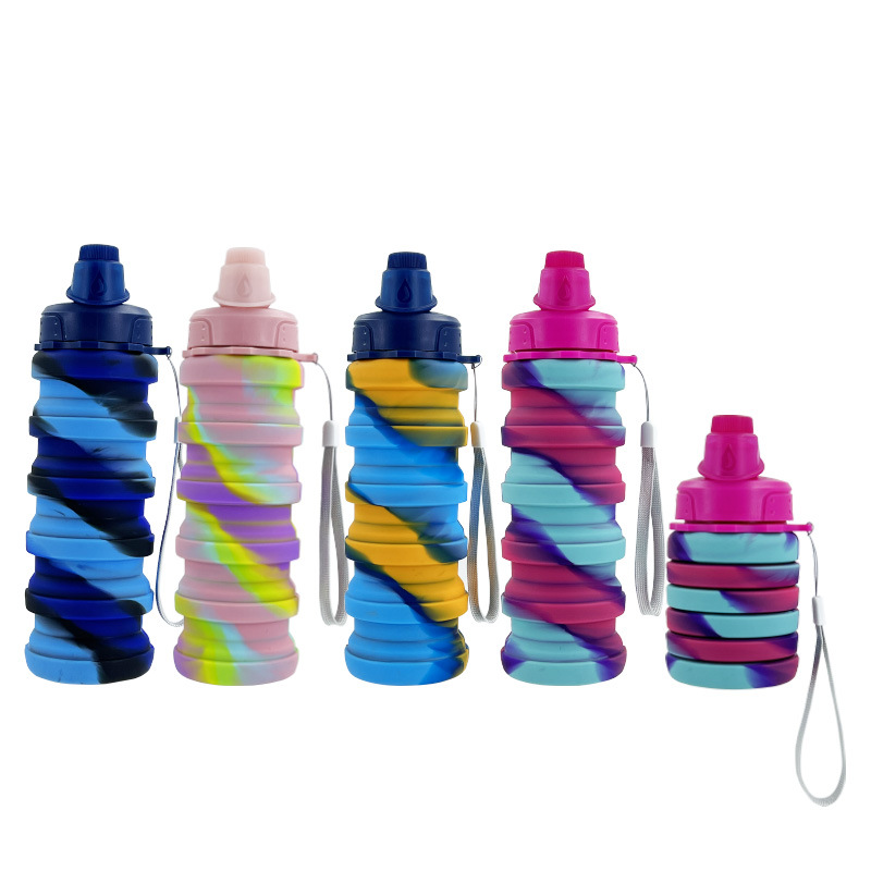 Factory Direct Sale New Portable Rope Silicone Folding Water Cup Sports Outdoor Portable Beverage Kettle Creative Water Bottle
