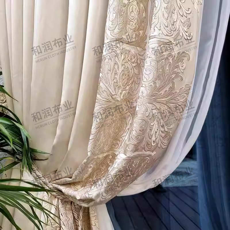 American French Light Luxury Curtains High-End Villa Living Room High-End Bedroom Full Blackout Embroidery White High Precision