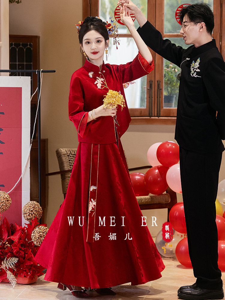 2025 New Wedding Dress, New Chinese Style Bride's Toast Suit, Engagement Dress, Dress for Women