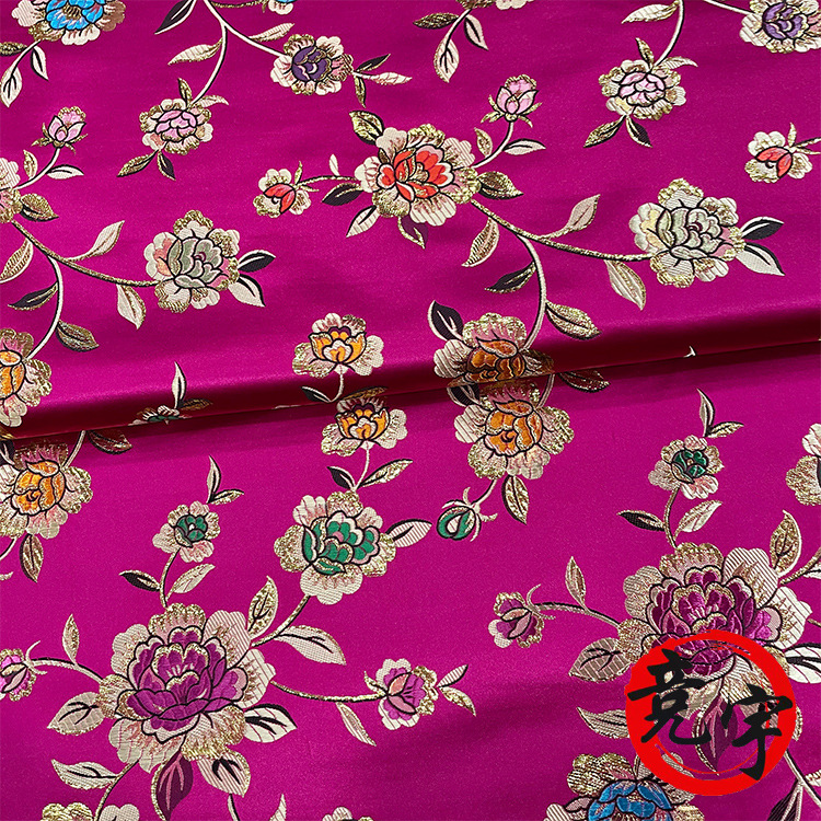 150 door width gold thread rose brocade Chinese style clothing fabric Yunjin fabric cheongsam satin Tang suit cloth