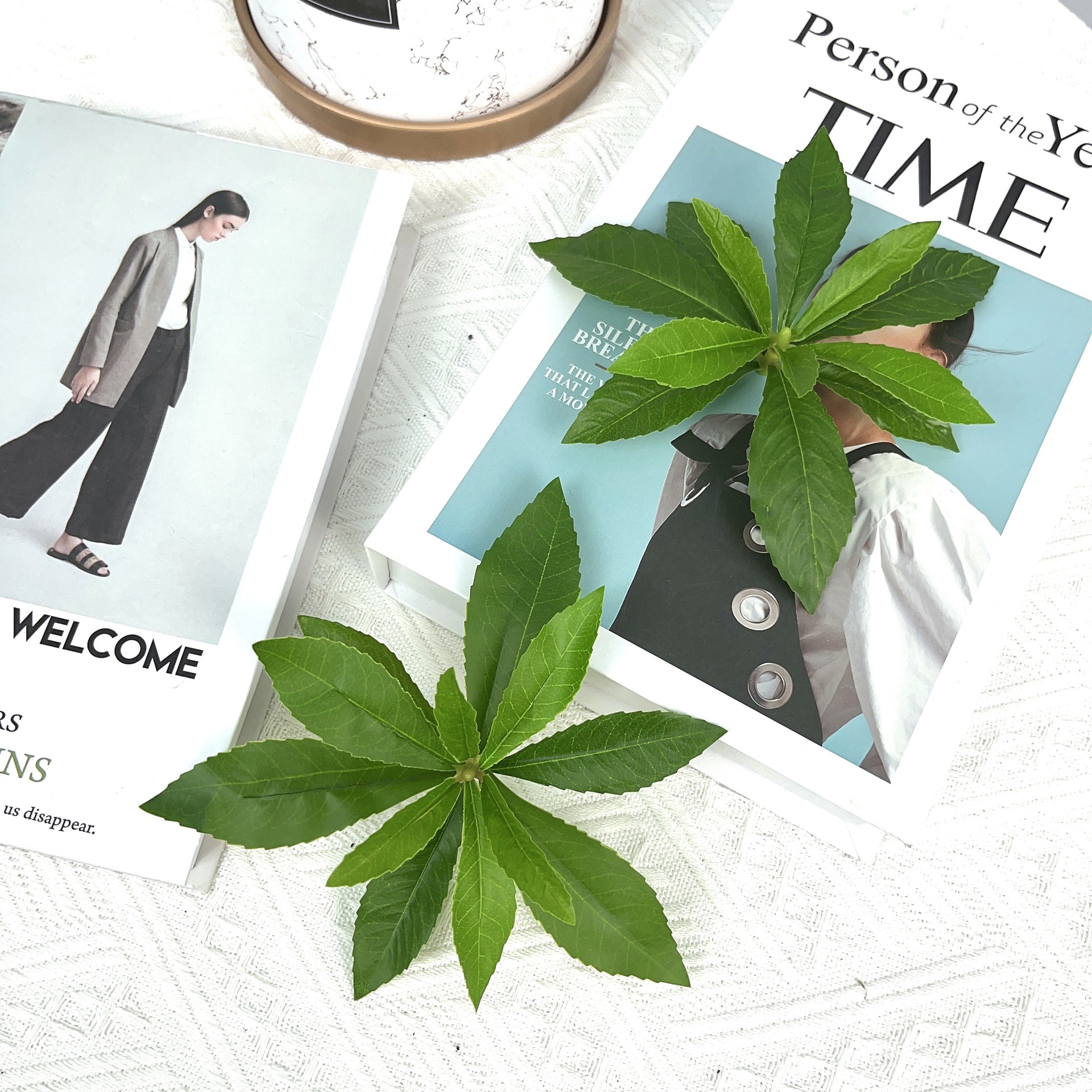 Simulation Plant Single Leaf Single Branch Hand-feel Horse Drunken Wood Leaf Home Decoration Photography Ornaments Soft Loading Tree Leaflet