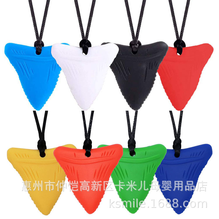 Прямые продажи завода ожерелье для жевания с зубами акулы для аутизма силиконовая жевалка мягкая резиновая игрушка для прорезывания зубов