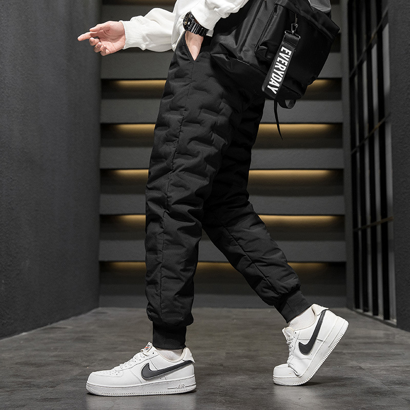 Fleece-lined Pants Men's 2022 Winter New Extra Large Thickened Outer Wear Fashionable Large Size Youth Sports Trousers