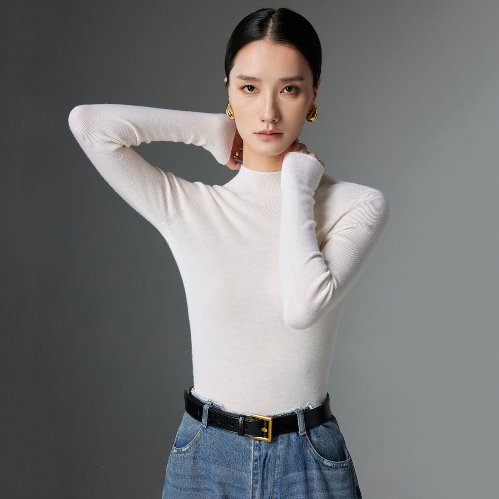 Dachang direct sales [machine washable] worsted semi-high collar sweater autumn and winter thin knitted base shirt MKL24-15