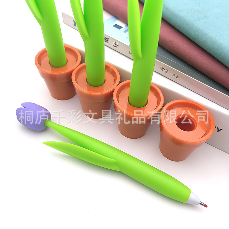 Pen New Tulip Desk Pen 0.5mm Neutral Pen Core Simulation Flower Shape Gift Pen Creative Desktop Pen Wholesale