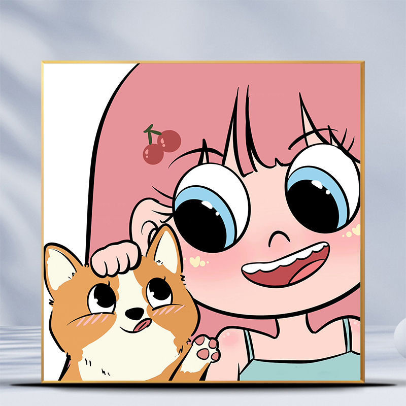 Factory direct digital oil painting diy hand coloring simple cartoon couple head oil painting decorative painting