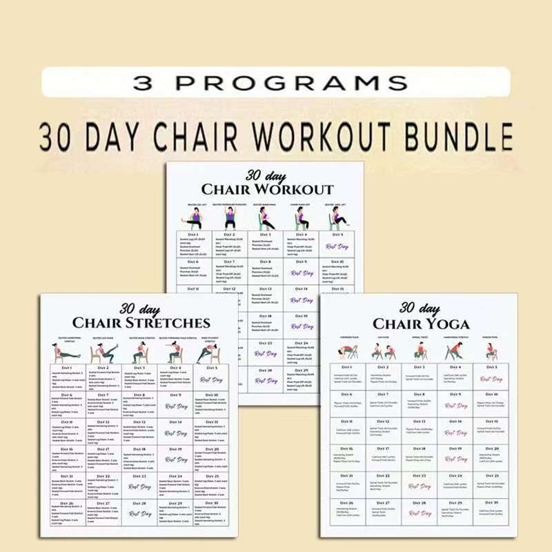 Amazon 2025 New Three-In-One 30-Day Chair Exercise Yoga Stretch Set Poster Decoration Art