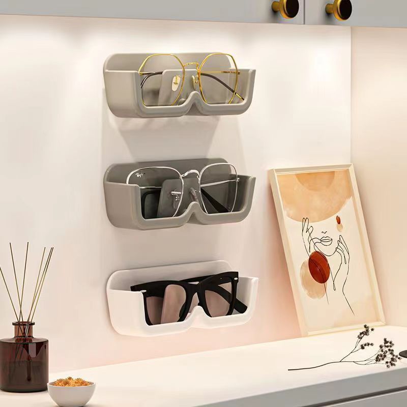 Glasses Storage Box Wall Hanging Punch-Free Decorative Myopia Glasses Sunglasses Display Storage Storage Box Storage Wholesale