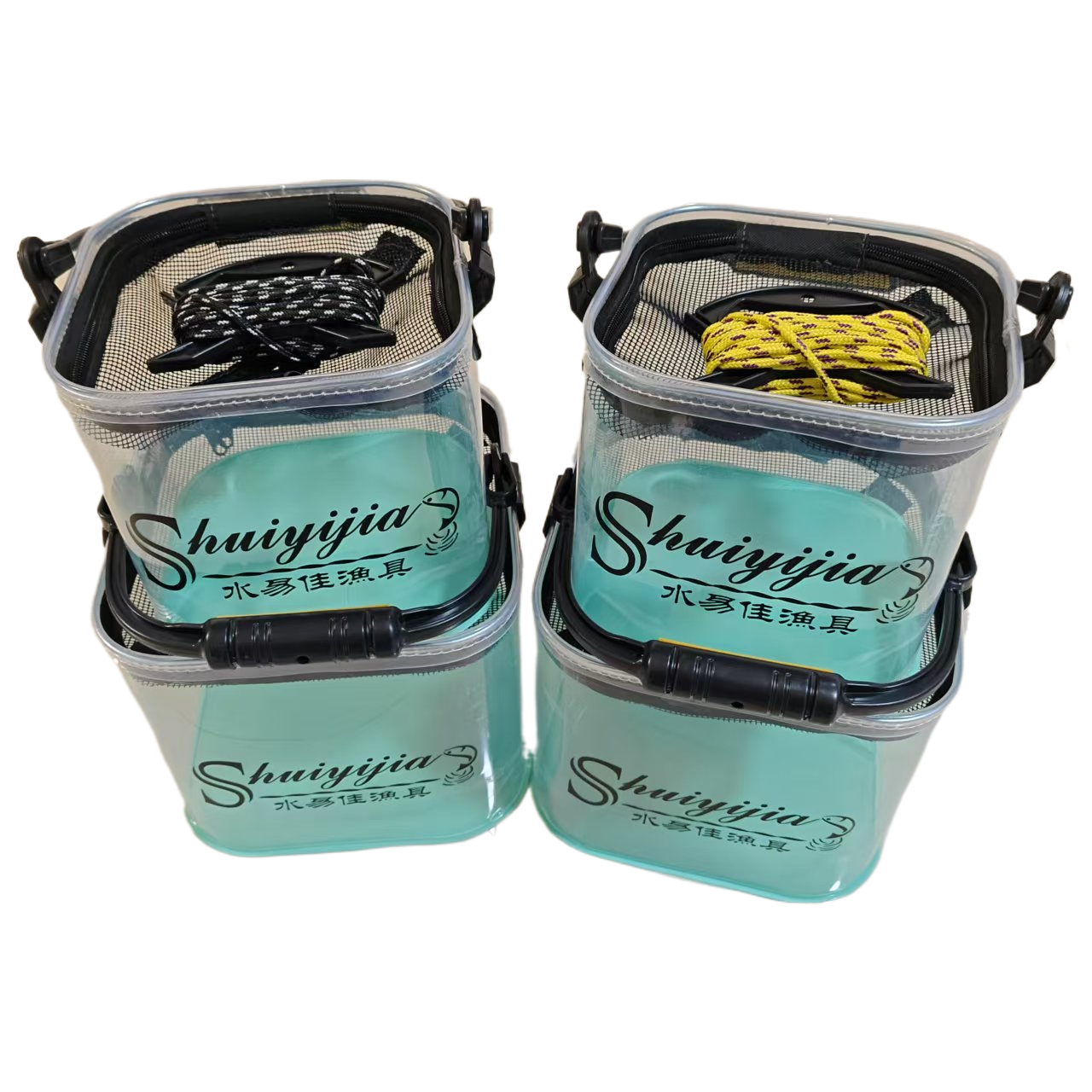 Transparent Folding Portable Portable Bucket with Rope EVA Thickened Fishing Bucket with Lid Square Small Fish Bucket Fishing Bucket