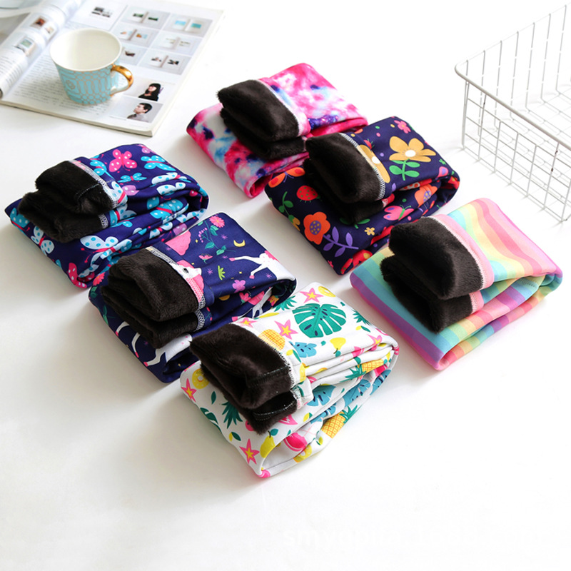 New Girls' Fleece-lined Leggings Thin Fleece Spring and Autumn Outer Wear Children's Milk Silk Trousers Children's Warm Autumn Pants