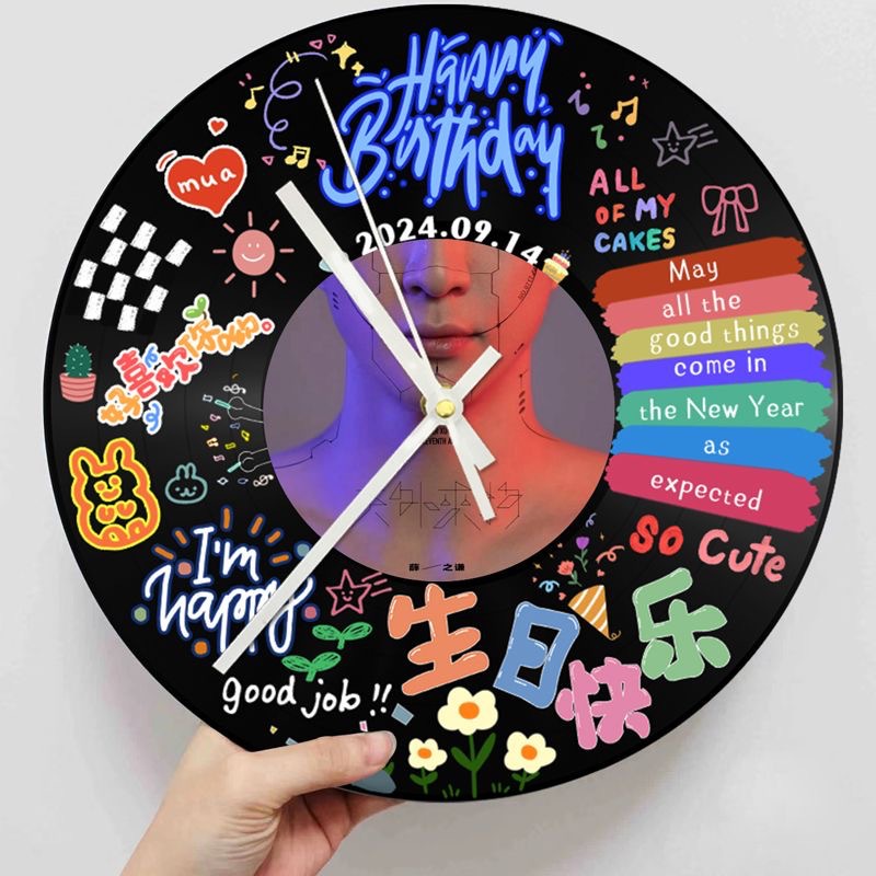 Factory graffiti vinyl diy decorative wall clock birthday gift box packaging creative living room clock ornaments