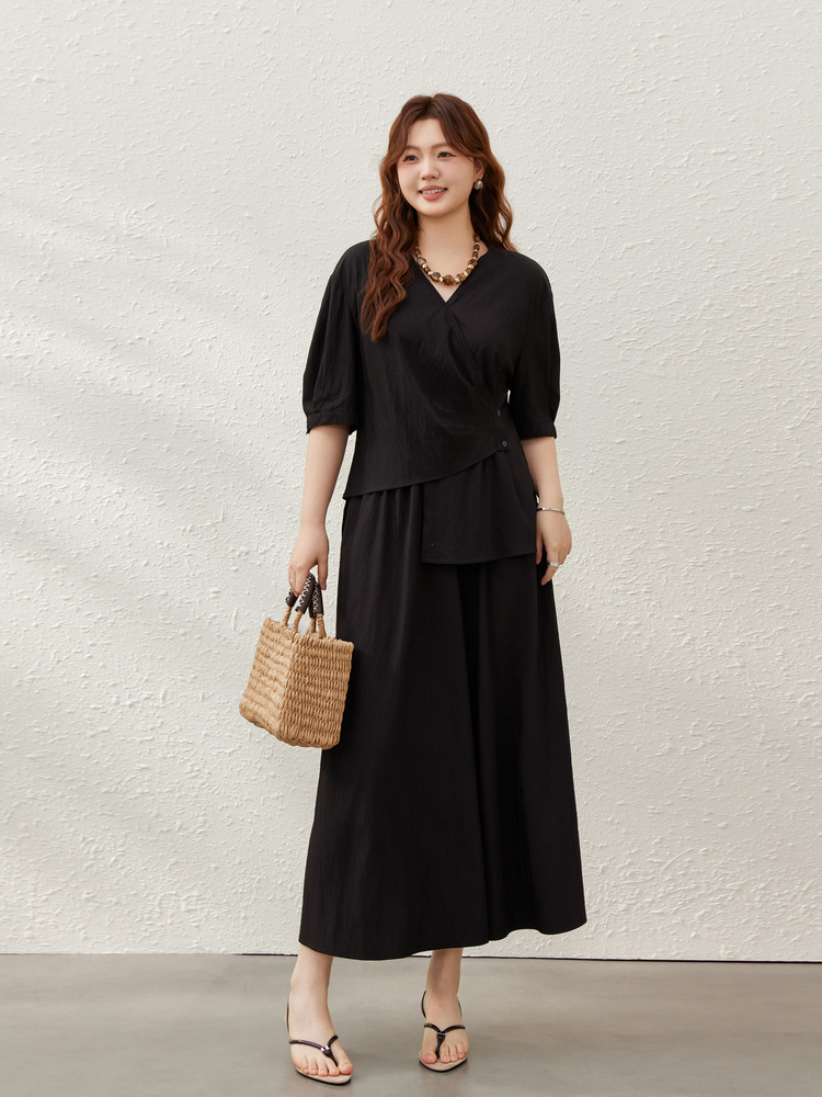 [Designed Tops, Slimming Look Skirts and Comfortable Two-Piece Suits] Slim and Beautiful Plus Size Women's Clothing for Fat mm Summer New Style