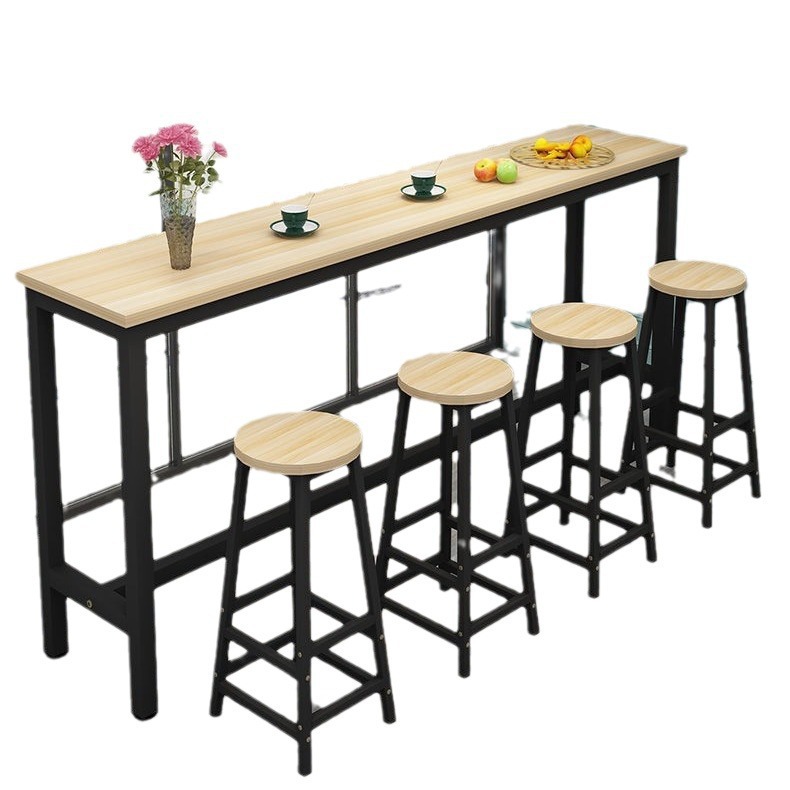 Bar Table Milk Tea Shop High Table and Chair Combination Commercial Narrow Table Wall Long Table Simple Rectangular Table and Chair