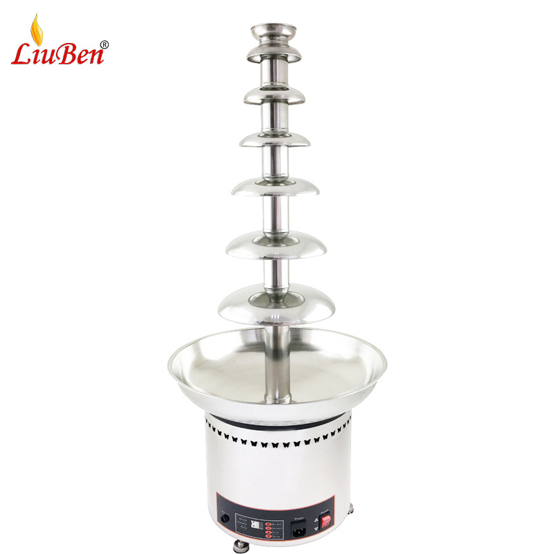 Коммерческая автоматическая шоколадная фонтана, семислойная, из нержавеющей стали, для самообслуживания в отеле