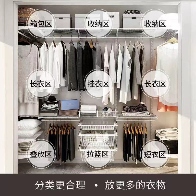 Metal Wardrobe Manufacturer Open Wall Wardrobe Walk-In Closet Steel Frame Simple Shelf Wardrobe Meixinlai