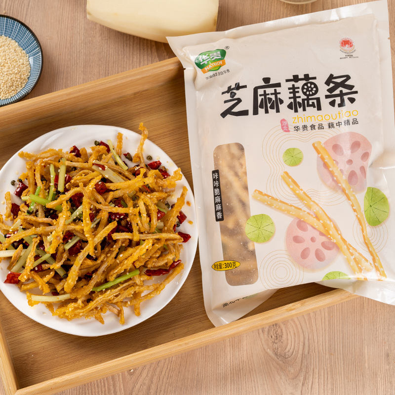 [Huagu] Sesame Lotus Root Sticks 300g Honghu Lotus Root Private Kitchen Fried Lotus Root Sticks and Lotus Root Shreds Catering Home Snacks