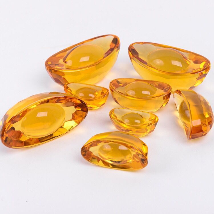 Citrine Ingots, Home Decoration Ornaments, Holiday Event Gifts, Glass Small Ingots, Wholesale Large and Small Gold Ingots, Etc